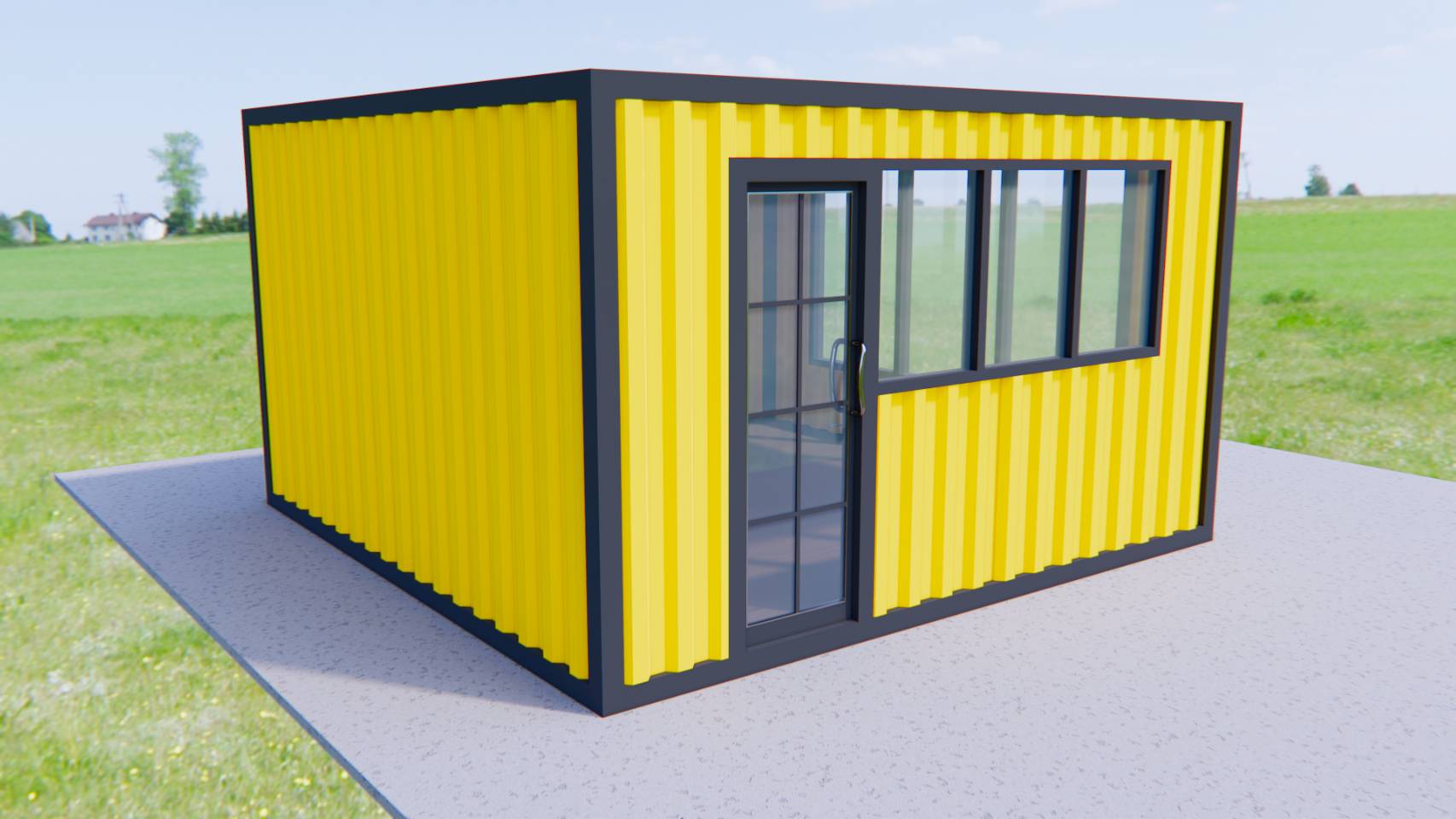 ตู้คอนเทนเนอร์ ร้านค้า ออฟฟิศขนาดเล็ก UC-K04 ขนาด 4เมตร * 4 เมตร * สูง 2.4 เมตร พร้อมพืนกระเบื้องยาง เลือกสีตู้ได้ *** รวมค่าขนส่งแล้ว