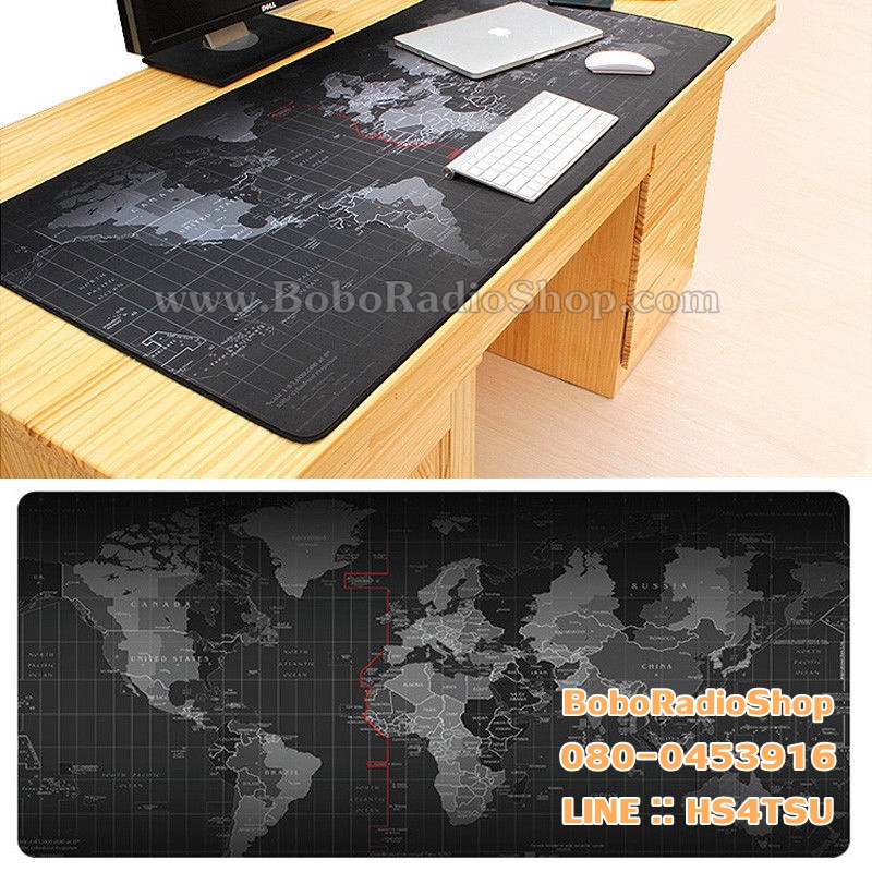 แผ่นรองเมาส์ ลายแผนที่โลก ขนาด 80X40 CM