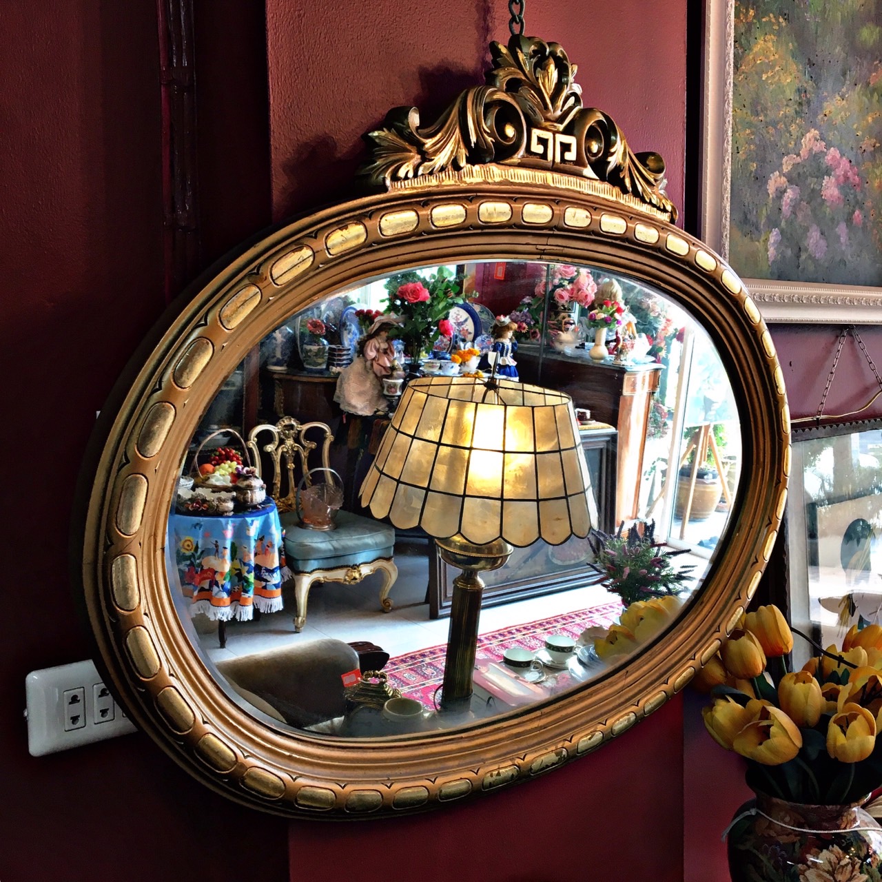 Classic French Oval Gilt wood mirror