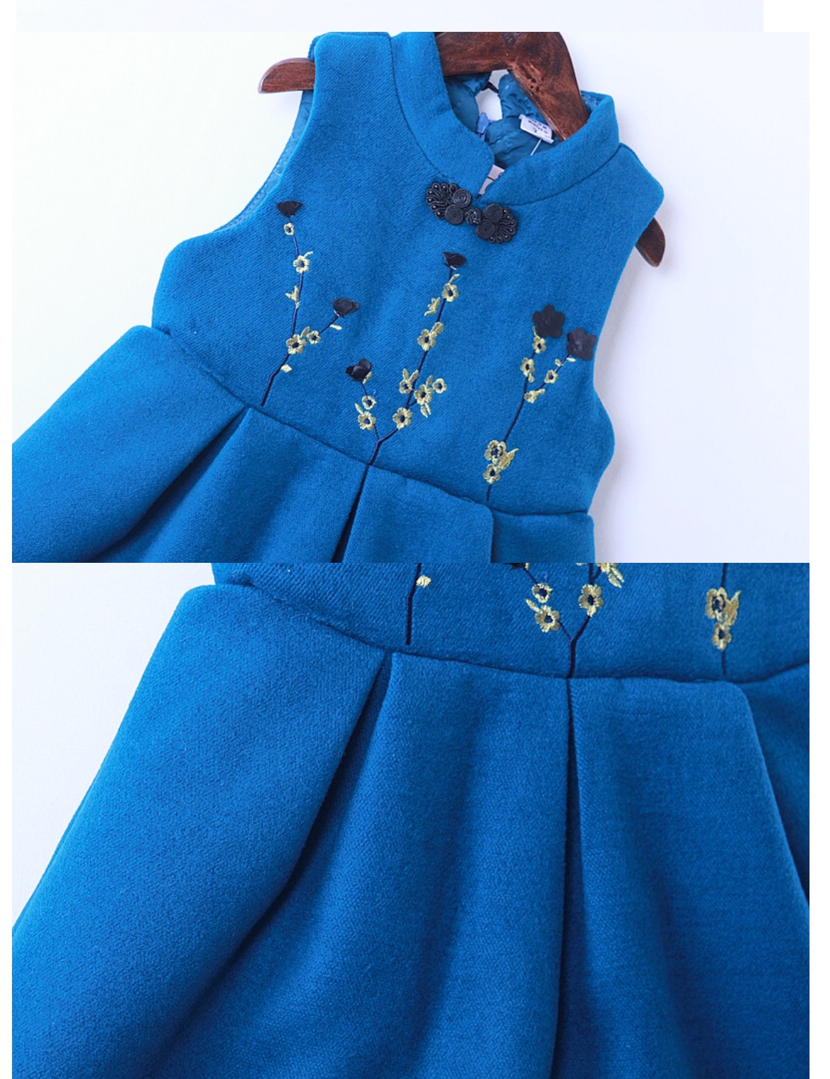 ชุดจีนเด็ก สีเขียว แขนกุดทรงบอลลูน รหัส BL 45 สินค้าพร้อมส่ง