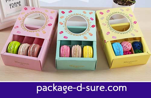 โปรโมชั่น//กล่องมาการองสี่เหลี่ยม 6 ชิ้น แยก 2 ชิ้น 12x11x 5 สีเหลือง ลายมาการอง