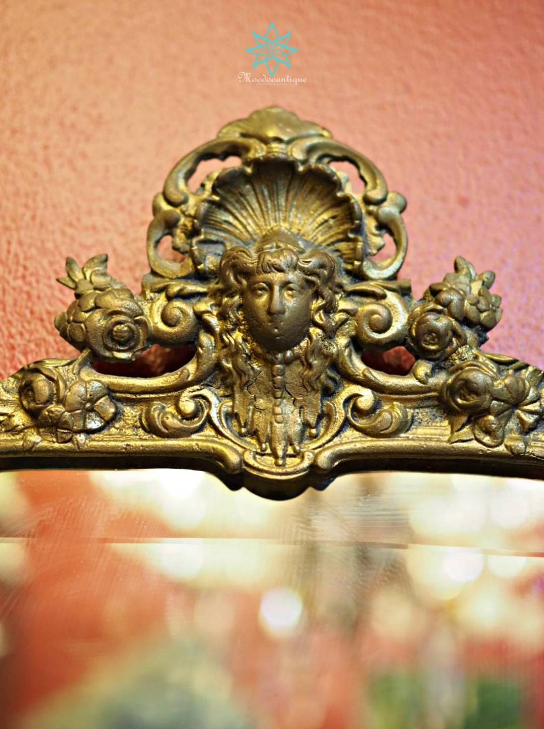 Antique French Carved Gold Gilt Brass Louis XV Mirror