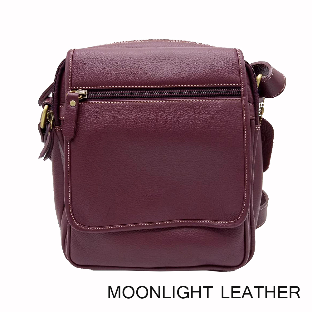 กระเป๋าสะพายหนังแท้ ทำจากหนังวัว สำหรับผู้หญิง รุ่น Maxell สีม่วง แบรนด์ Moonlight ใส่ของจุใจ พร้อมถุงกันฝุ่น ประกัน 1 ปี