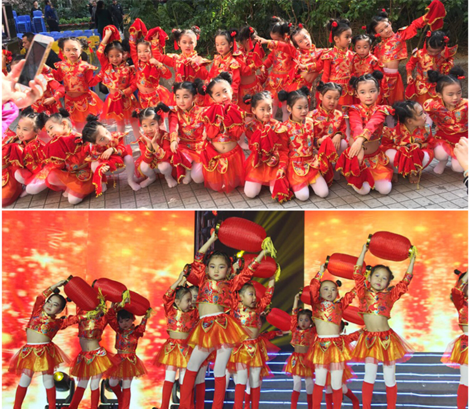 ชุดเต้นเด็กหญิงแขนยาวสีแดง รหัสPR45