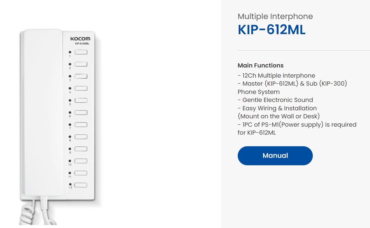 KIP-612ML 12CH Multiple Interphone (Master unit)