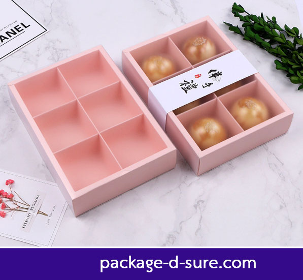 โปรโมชั่น//กล่องเปี๊ยะ 6 ช่อง สีชมพู ฝาสวมพลาสติกขุ่น