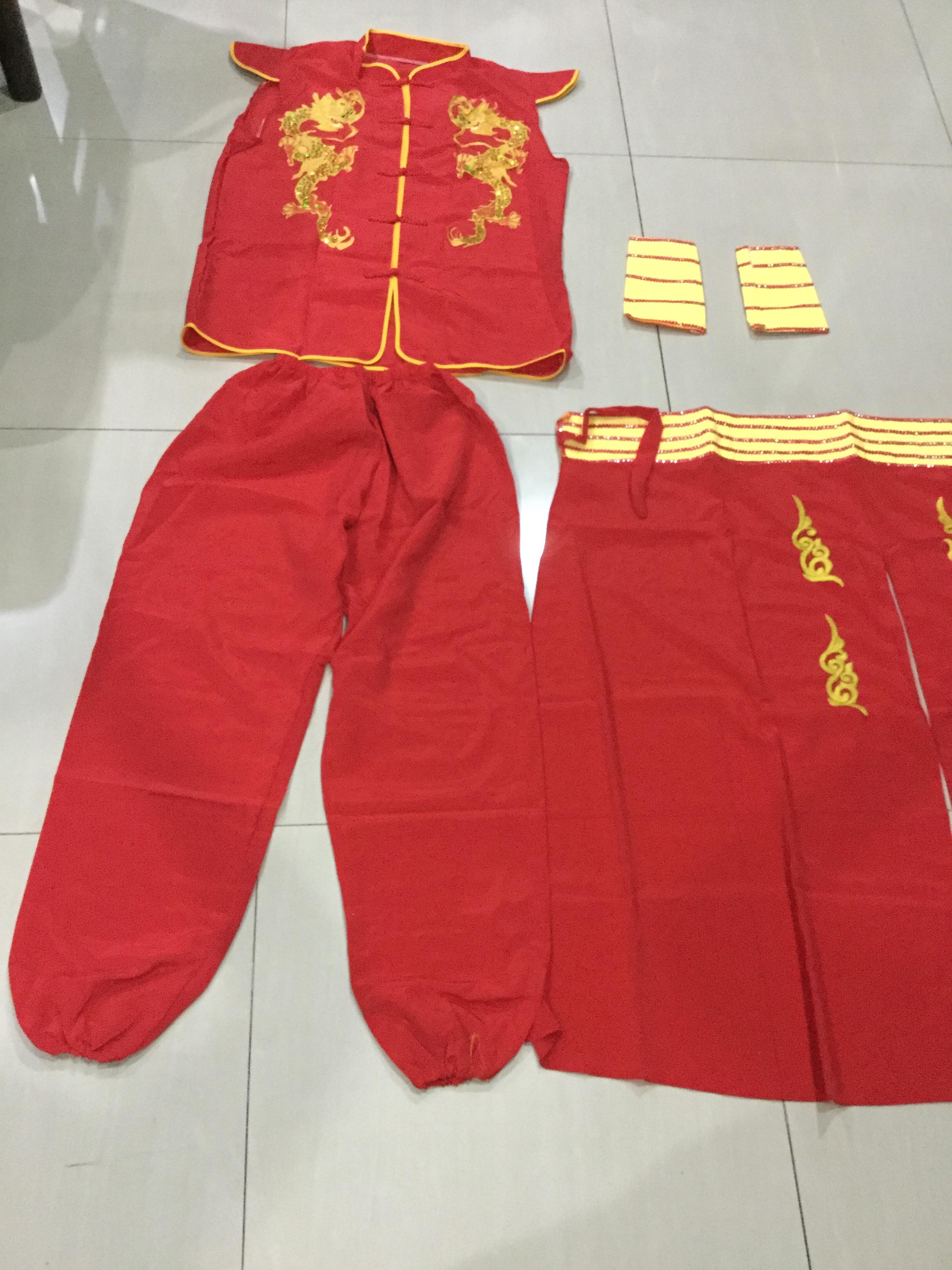 ชุดกังฟู สีแดงลายมังกรทอง รหัส Kung 69 สินค้าพร้อมส่ง