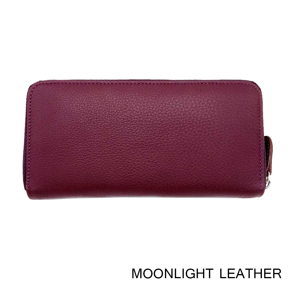 กระเป๋าสตางค์ผู้หญิง ใบยาวสวยงาม สีม่วง ทำจากหนังวัวแท้แสนนุ่ม ทนทาน โดนน้ำได้ ไม่ลอกร่อน พร้อมกล่องแบรนด์แท้