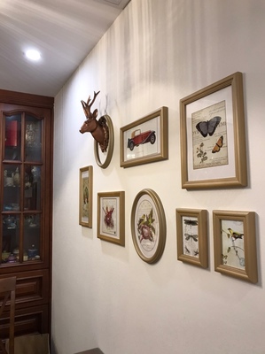 ชุดกรอบรูปติดผนัง Deer Model : กรอบรูปไม้ 8 ชิ้น+หัวกวาง พร้อมรูปภาพตามแบบและวัสดุติดตั้ง