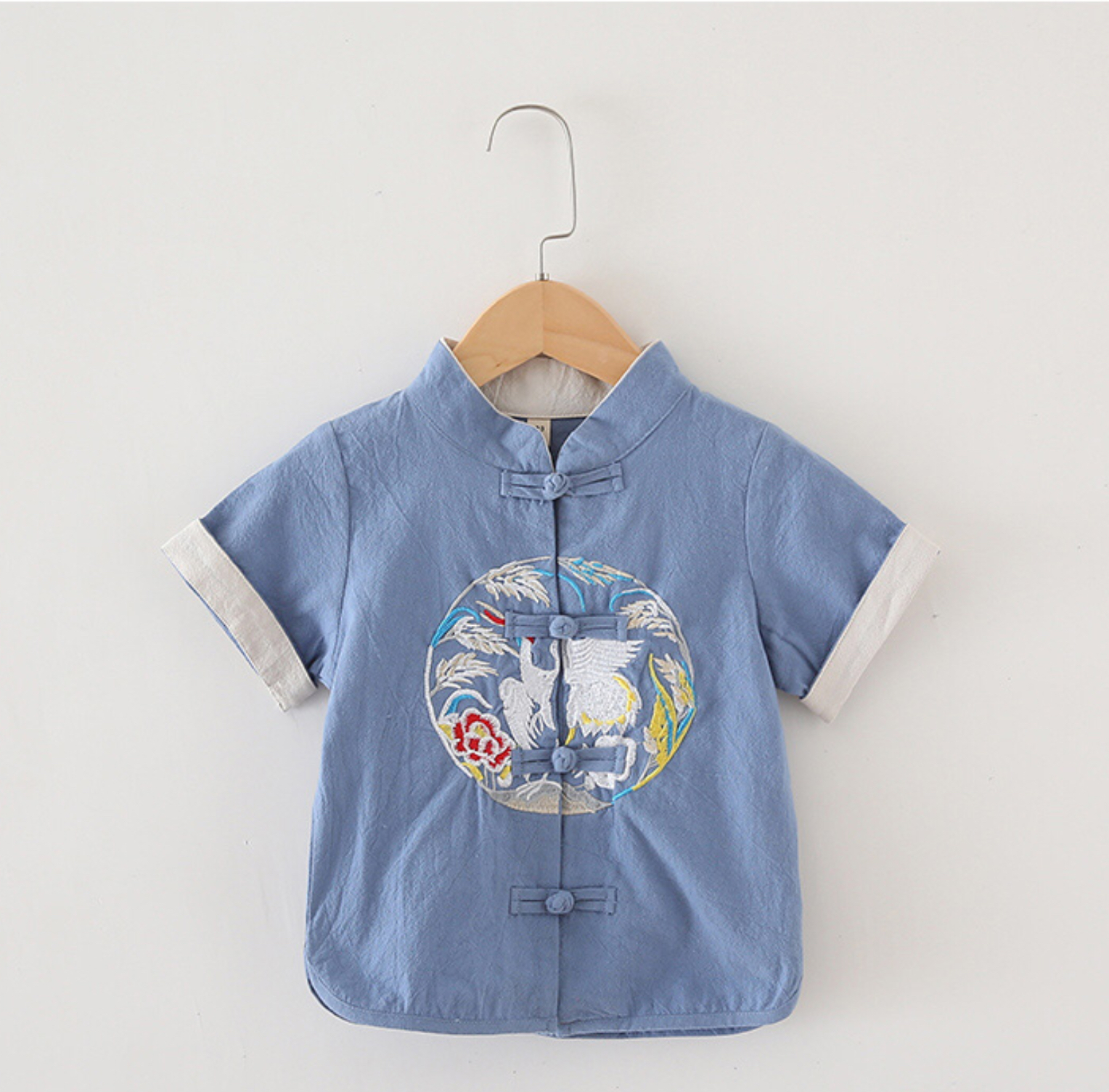 ชุดจีนเด็กสีฟ้า ผ้าฝ้าย รหัส BC88 สินค้าพร้อมส่ง