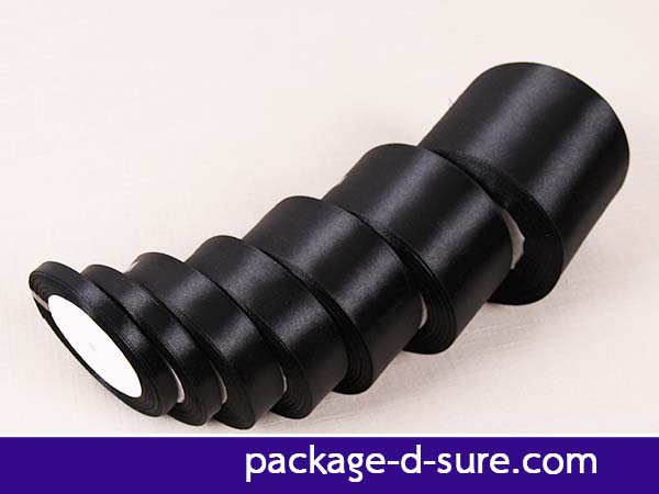 ริบบิ้นผ้า หน้ากว้าง 2 cm ยาว 22 m สีดำเข้ม