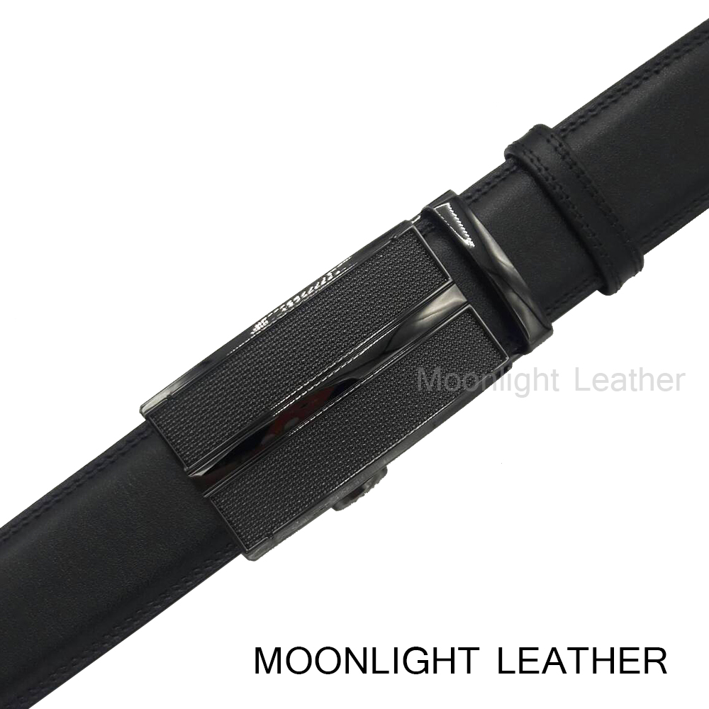 เข็มขัดหนังวัวแท้ MOONLIGHT สำหรับผู้ชาย แบบ Auto Locking หัวไฟเบอร์ลาย Exclusive-1 เป็นหนังแท้ทั้งด้านหน้าหลัง ไม่ลอก