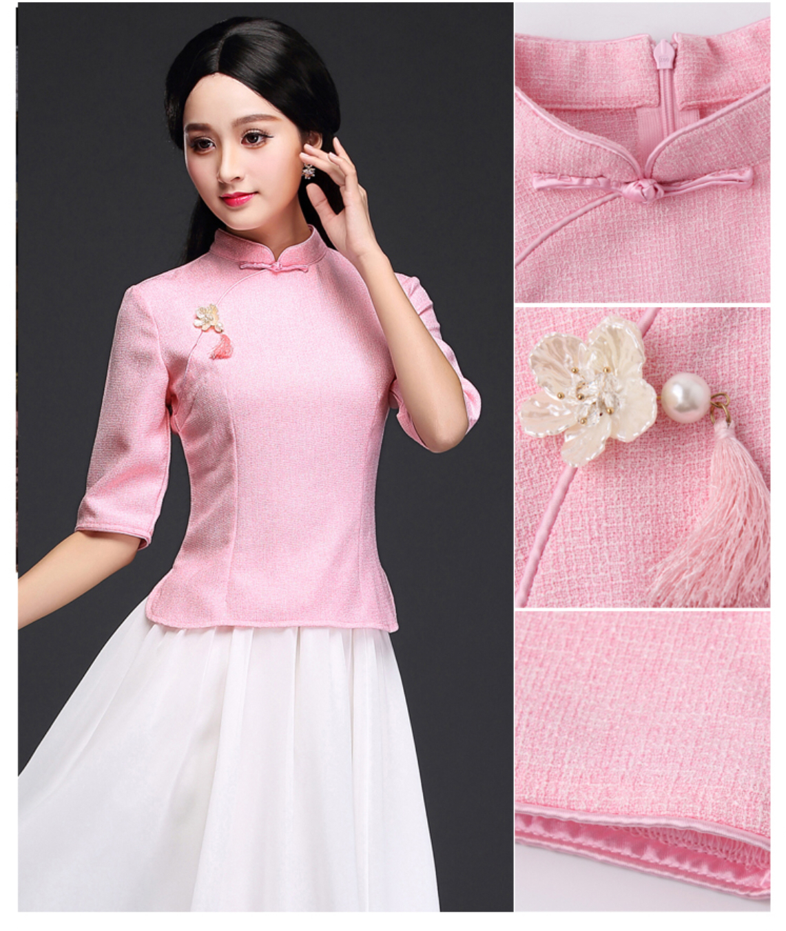 เสื้อผ้าลินิน เนื้อดี ใส่สบาย รหัส PK 65 สีชมพู