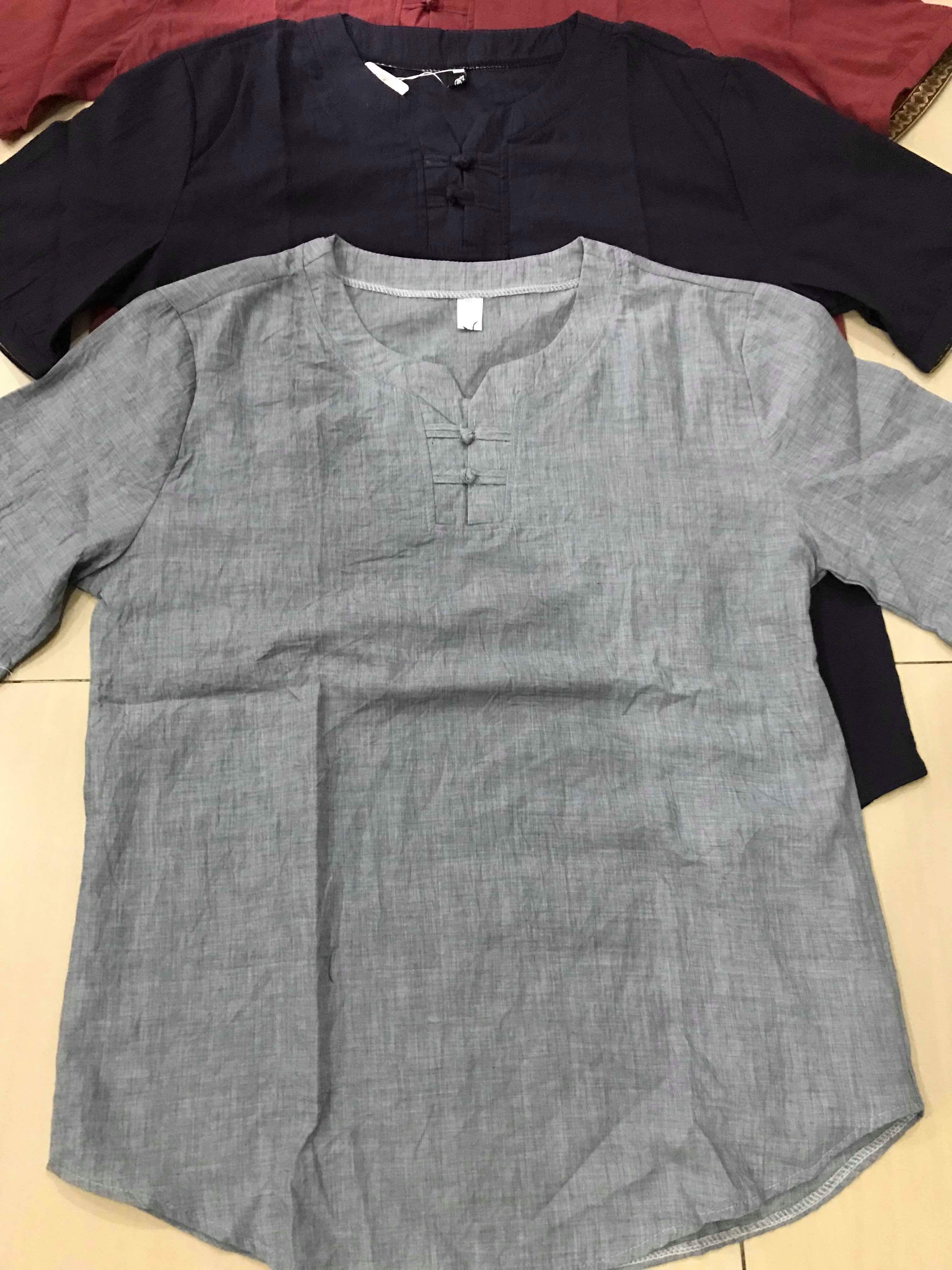 เสื้อจีนชาย ผ้าฝ้าย แขนสั้น สีฟ้า รหัส CT 32 สินค้าพร้อมส่ง ราคา 670 บาท