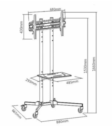 TV Stand รุ่น S1 ขาตั้งทีวี แบบเคลื่อนที่ได้ พร้อมชั้นวาง 2 ชั้น (รองรับจอขนาด 32-60 นิ้ว)