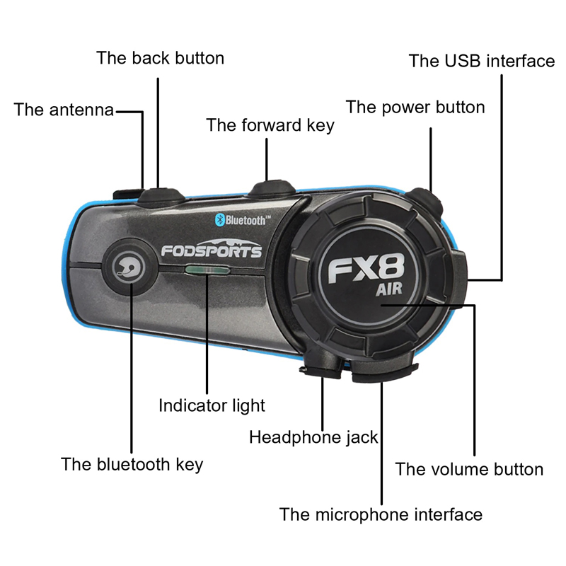 FODSPORTS FX8 AIR บลูทูธติดหมวกกันน็อค Motorcycle Helmet Intercom Bluetooth Headset (แพคคู่)