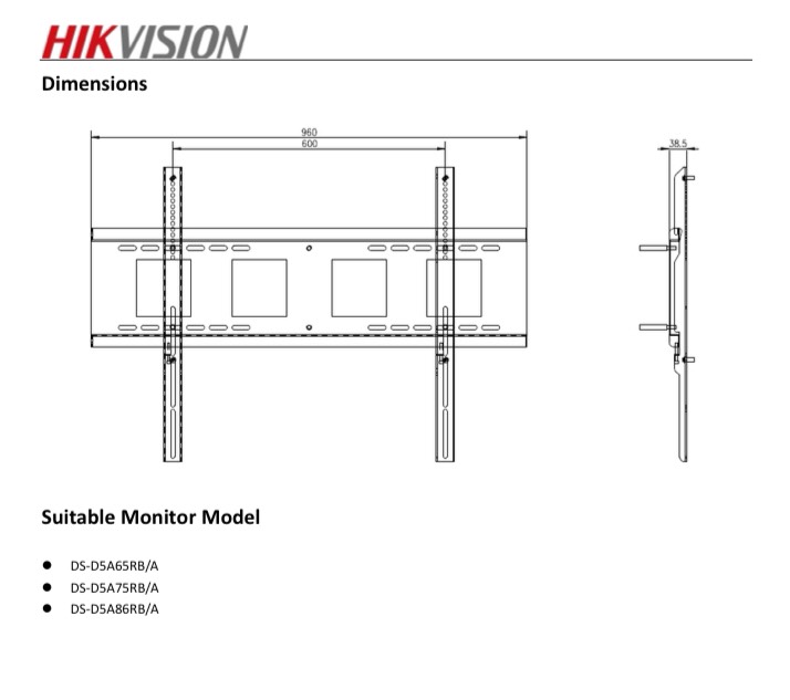 HIKVISION DS-D5AW/Q Wall Mount Bracket Interactive Screen