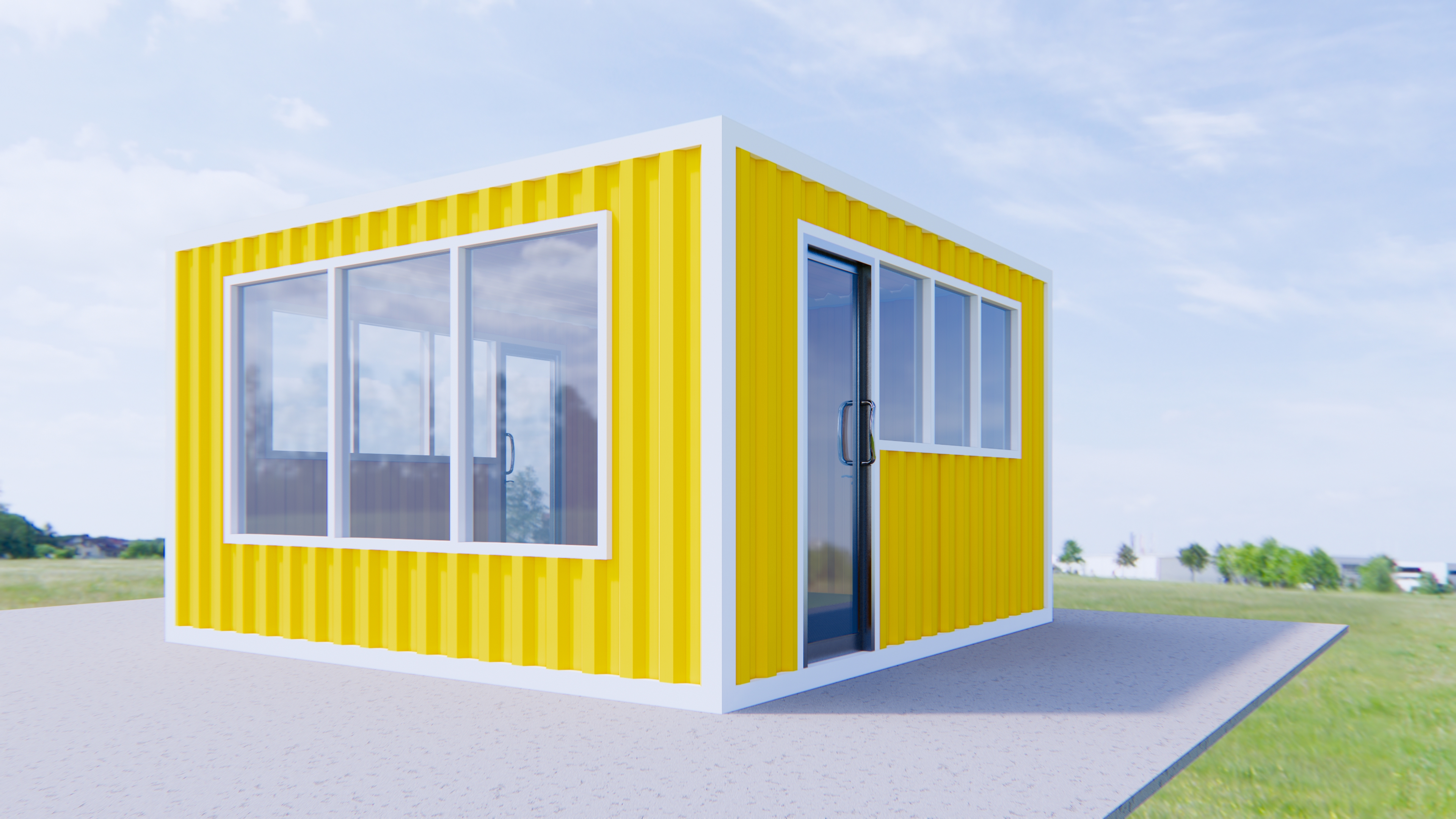 ตู้คอนเทนเนอร์ ร้านค้า ออฟฟิศขนาดเล็ก UC-K04 ขนาด 4เมตร * 4 เมตร * สูง 2.4 เมตร พร้อมพืนกระเบื้องยาง เลือกสีตู้ได้ *** รวมค่าขนส่งแล้ว