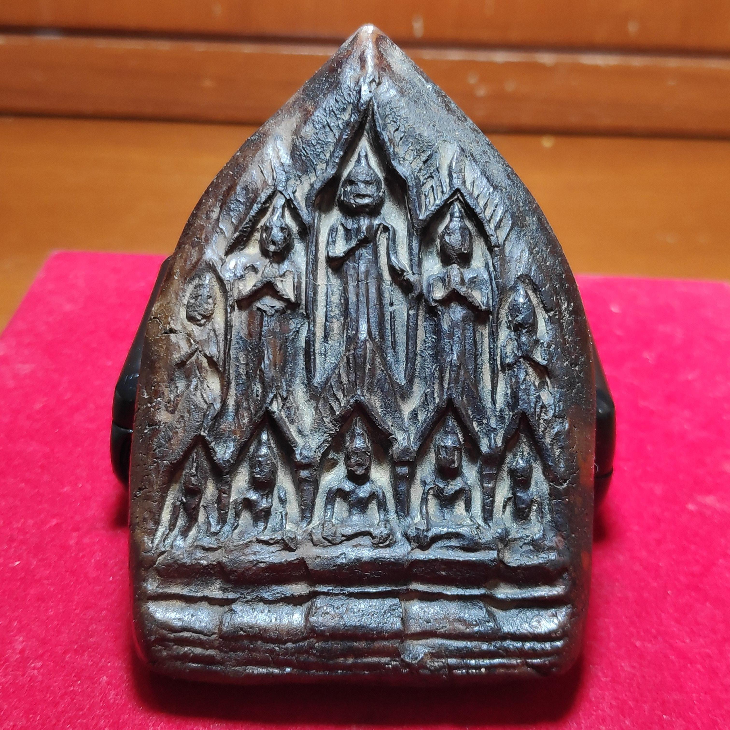 พระสิบทัศน์หลวงพ่อเงินวัดดอนยายหอมหลังจารยันต์เนื้อดินสูง7เซ็นต์