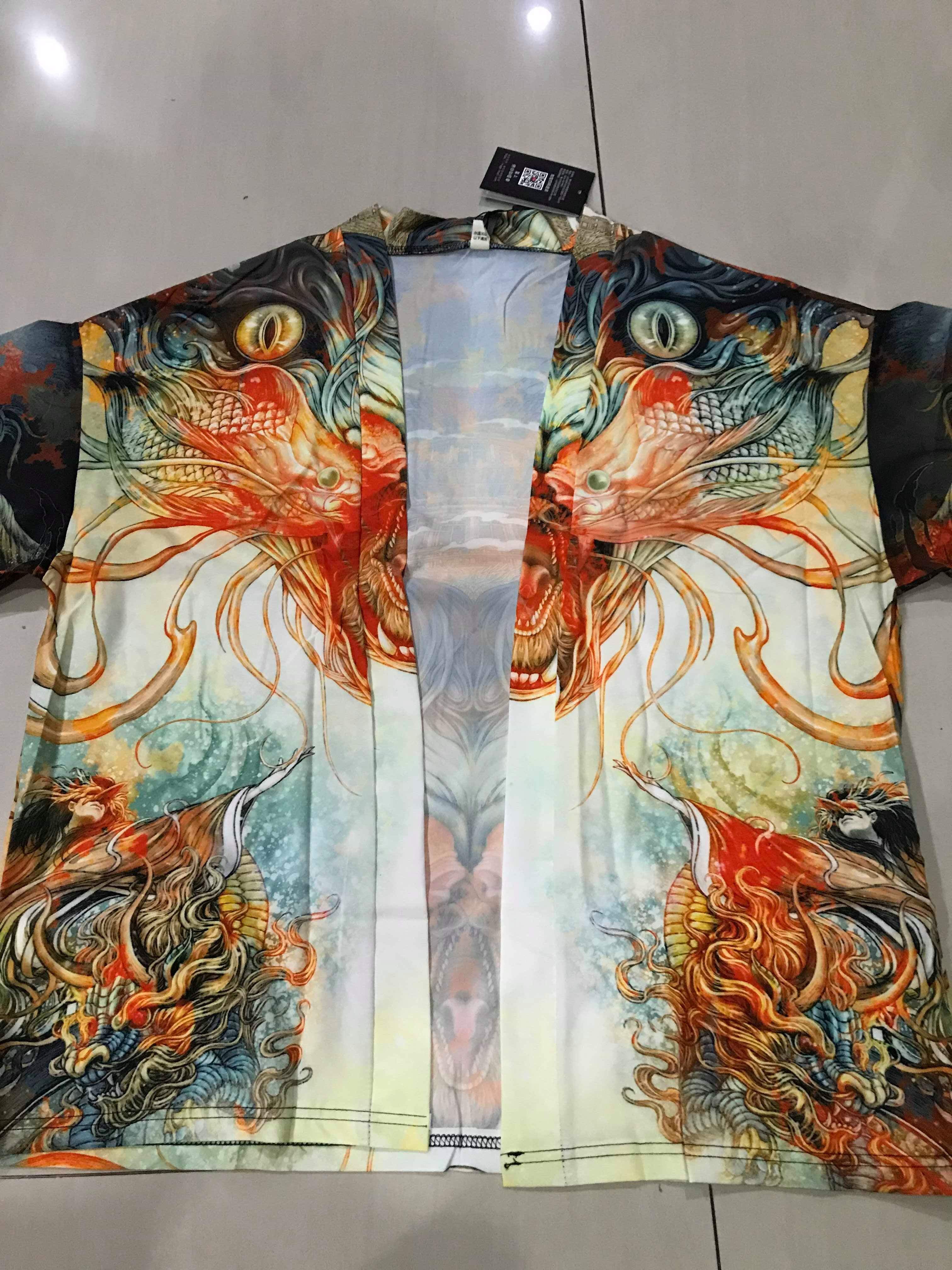 เสื้อแจ๊กเก็ต ผ้าลินิน ลายมังกรสีทอง รหัส OHT 60