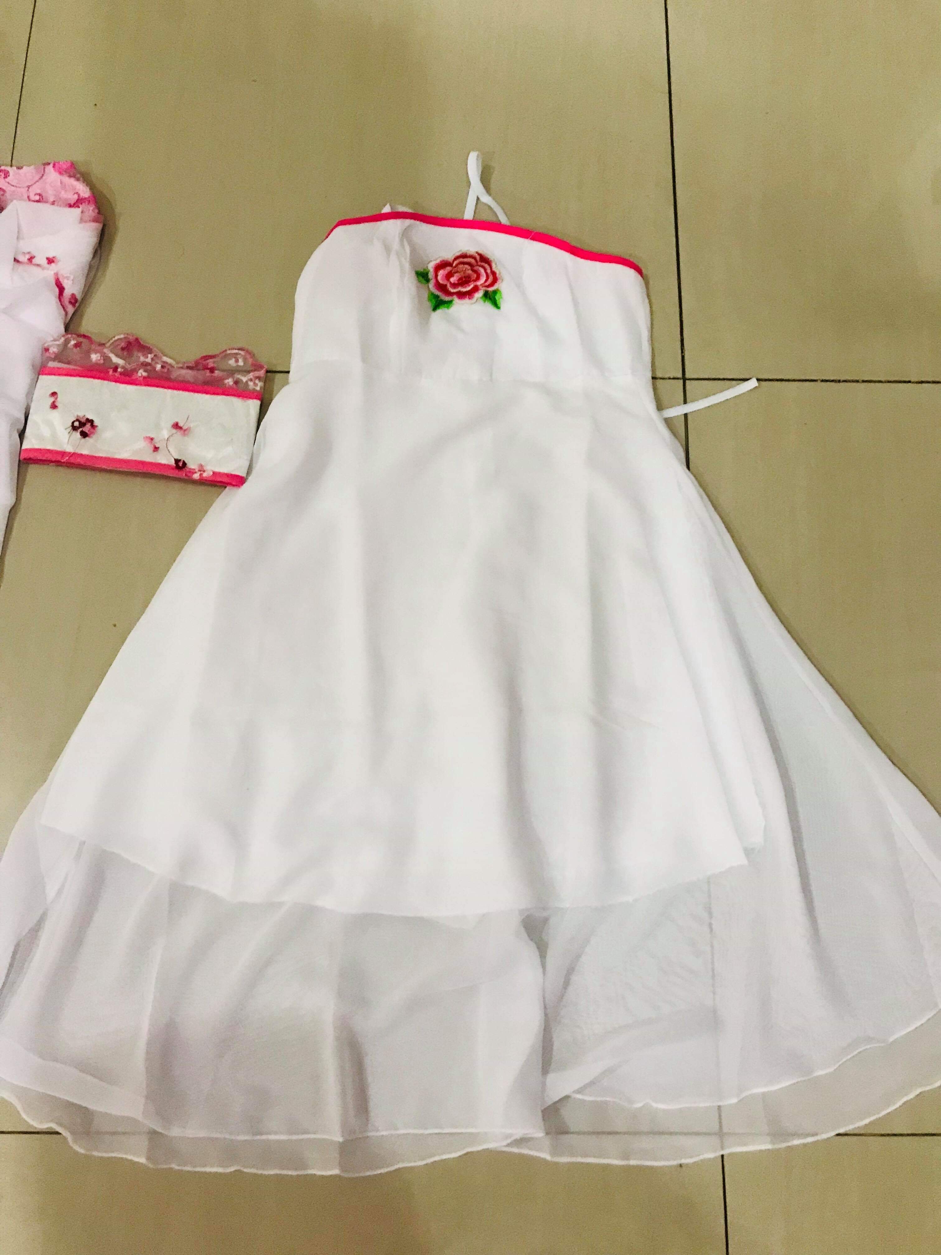 ชุดจีนฮั่นสีชมพูลายปัก รหัส HA65 สินคเาพร้อมส่ง