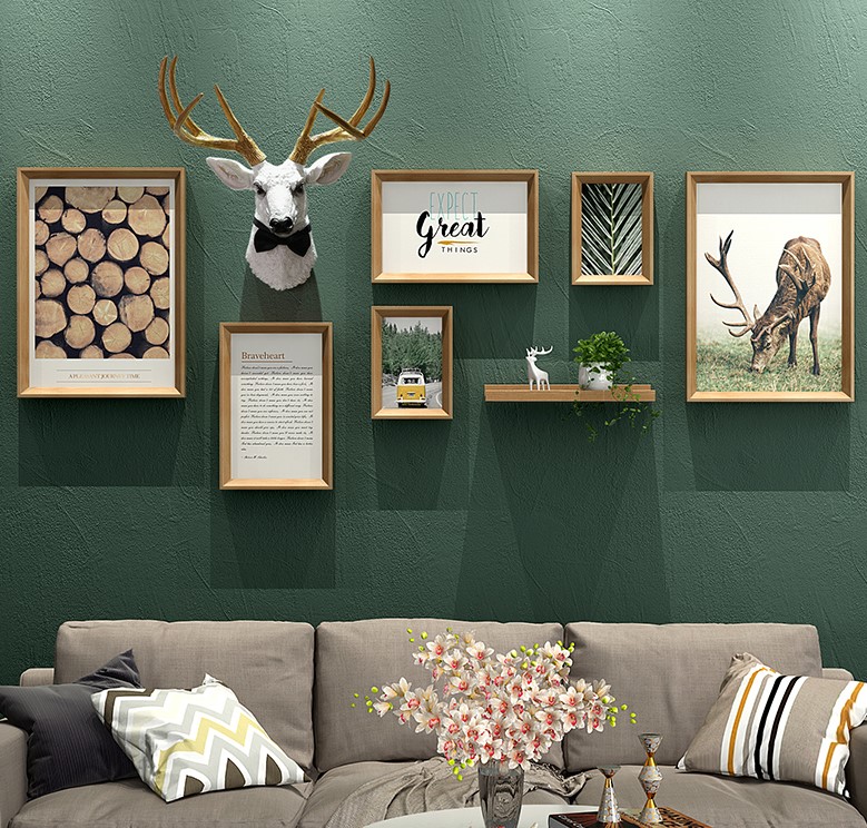 ชุดรูปกรอบลอยพร้อมหัวกวาง White Stag Head (Timber) ภาพกรอบลอย6ชิ้น+หัวกวาง+ชั้นวางพร้อมวัสดุติดตั้ง