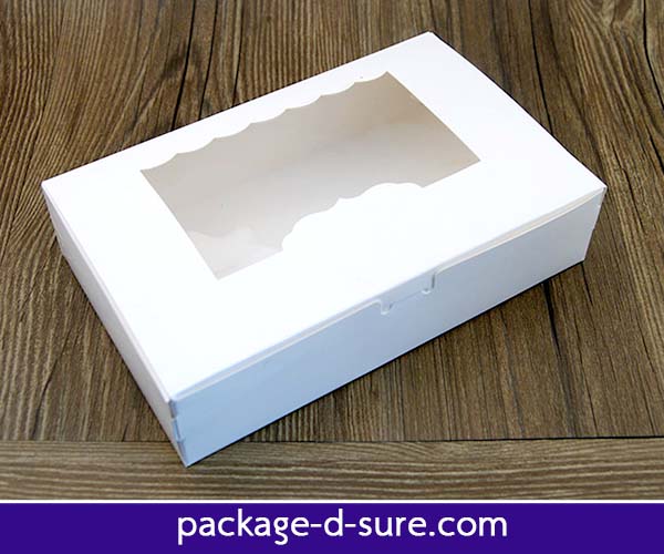 กล่องสี่เหลี่ยมผืนผ้า เปิดบนฉลุ 13.5x21.5x5 สีขาว