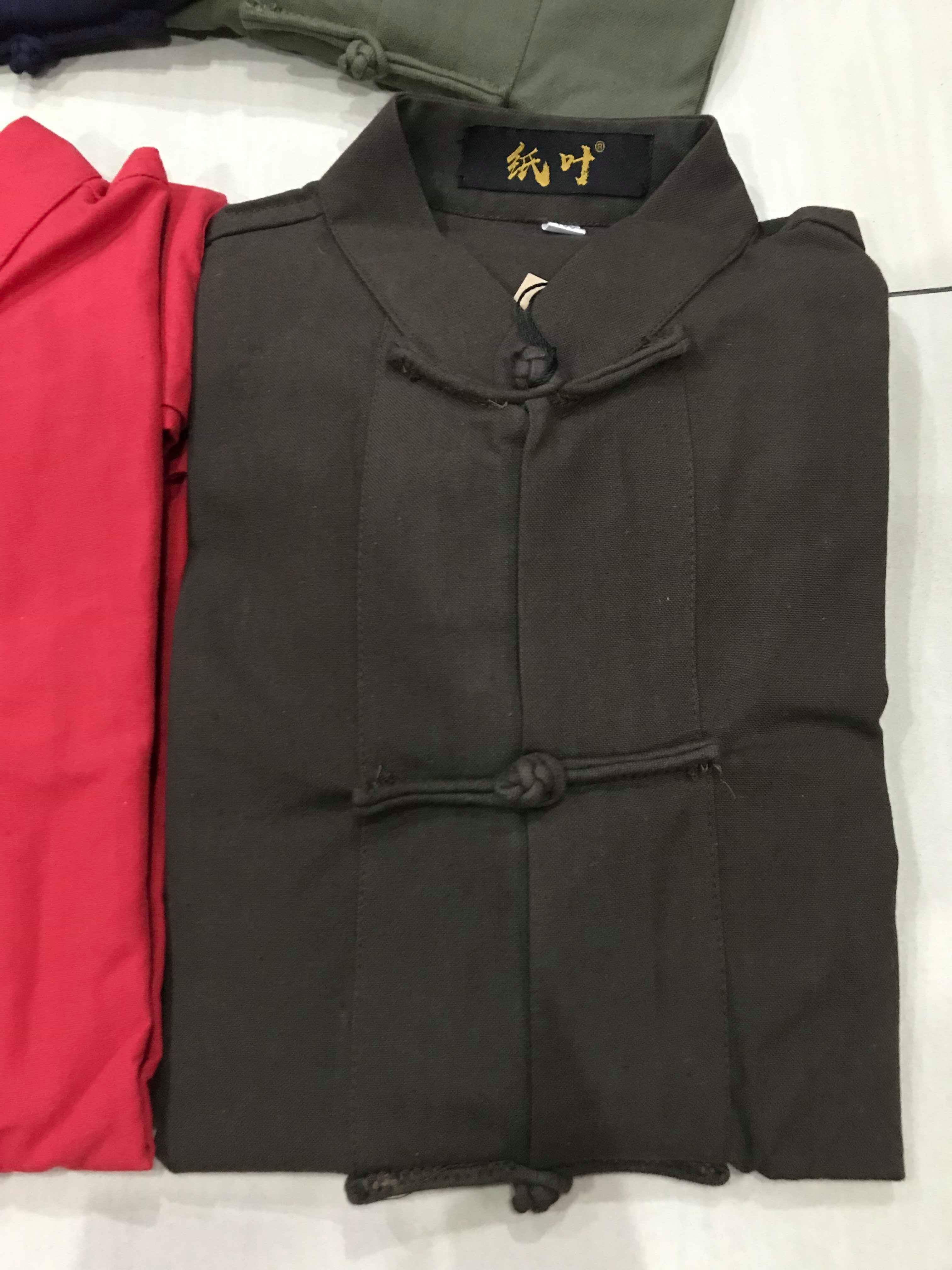 เสื้อจีนชายผ้าฝ้ายผสมลินิน สีนำ้ตาล รหัส SIX39. สินค้าพร้อมส่ง