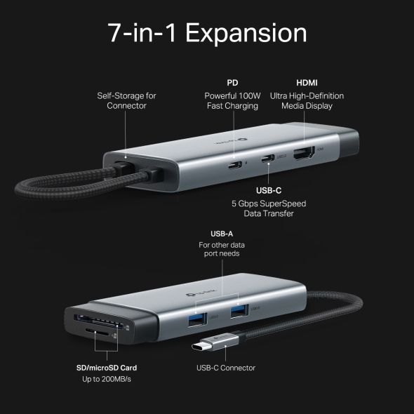 UH7020C USB Type-C 7 in 1 Hub