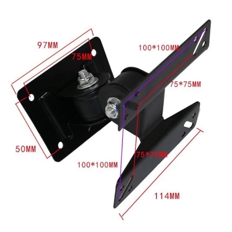 [F01]ขายึดจอคอม จอทีวี ติดผนัง รองรับ14-24นิ้ว ปรับซ้ายขวาก้มเงยได้