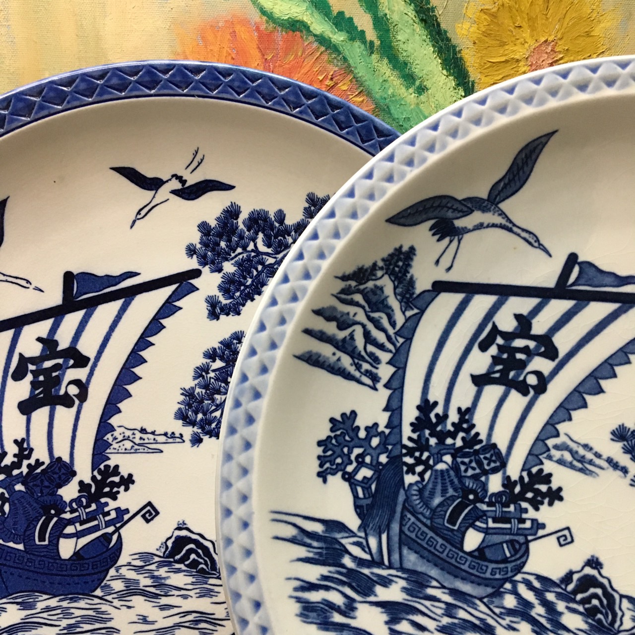 จานลายคราม Blue&white ลายมงคลญี่ปุ่น