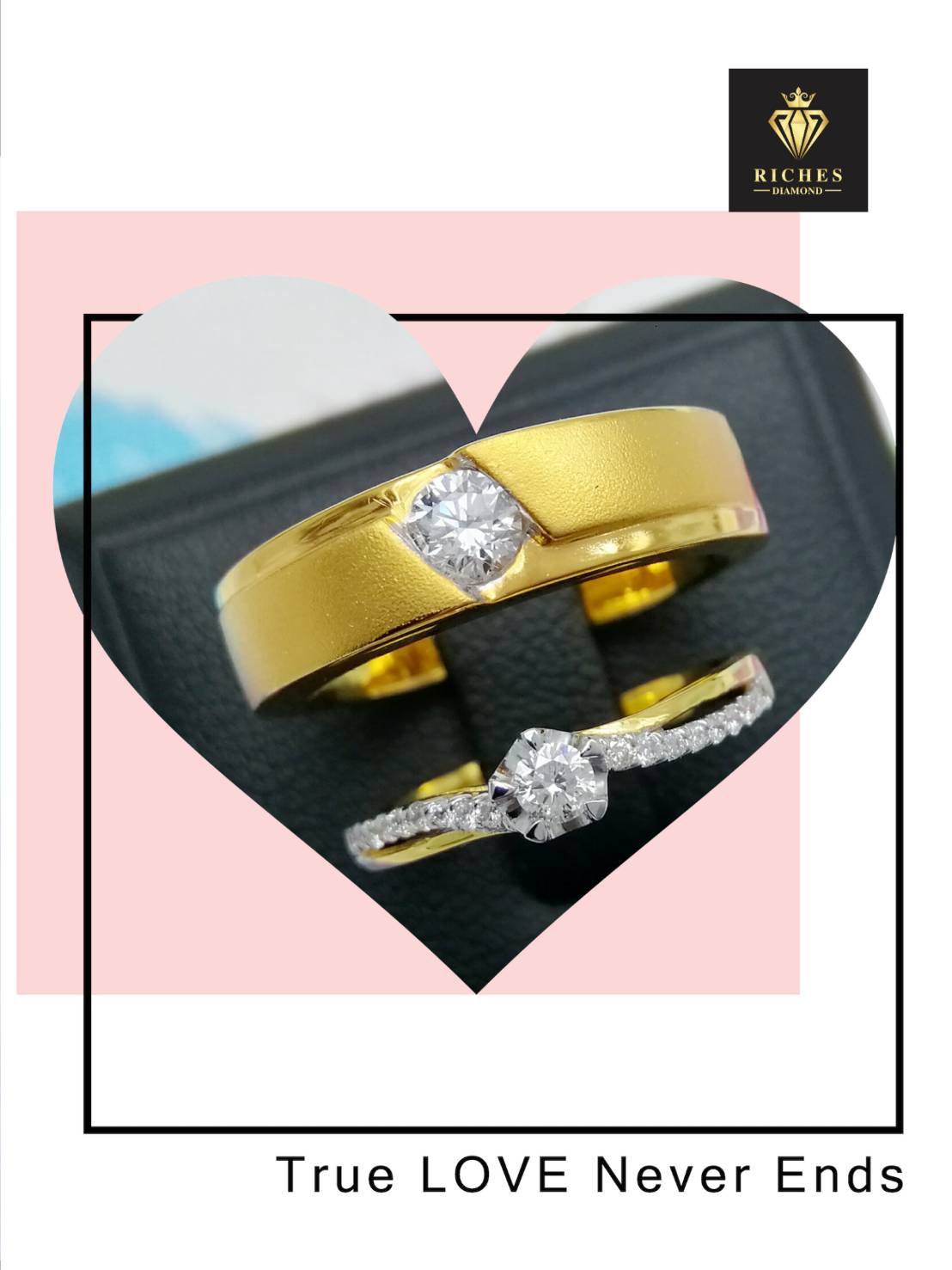 แหวนคู่ประดับเพชรแท้รวม 0.36 cts