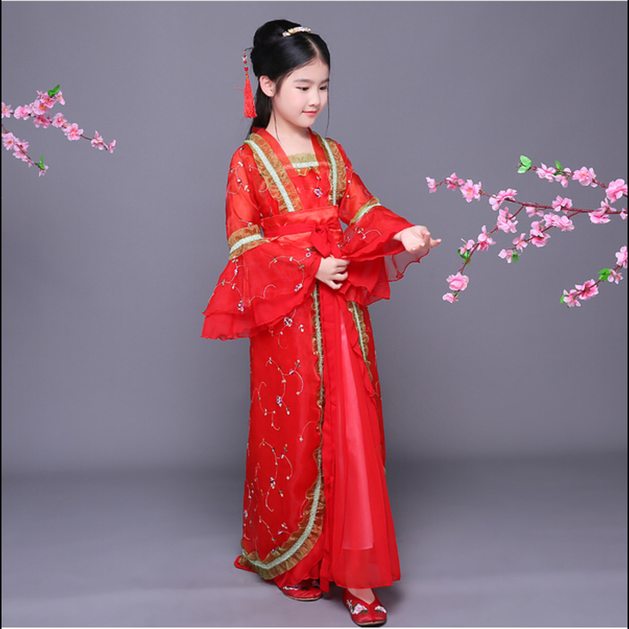 ชุดจีนเด็กฮั่นสีแดง รหัส VO110 สินค้าพร้อมส่ง