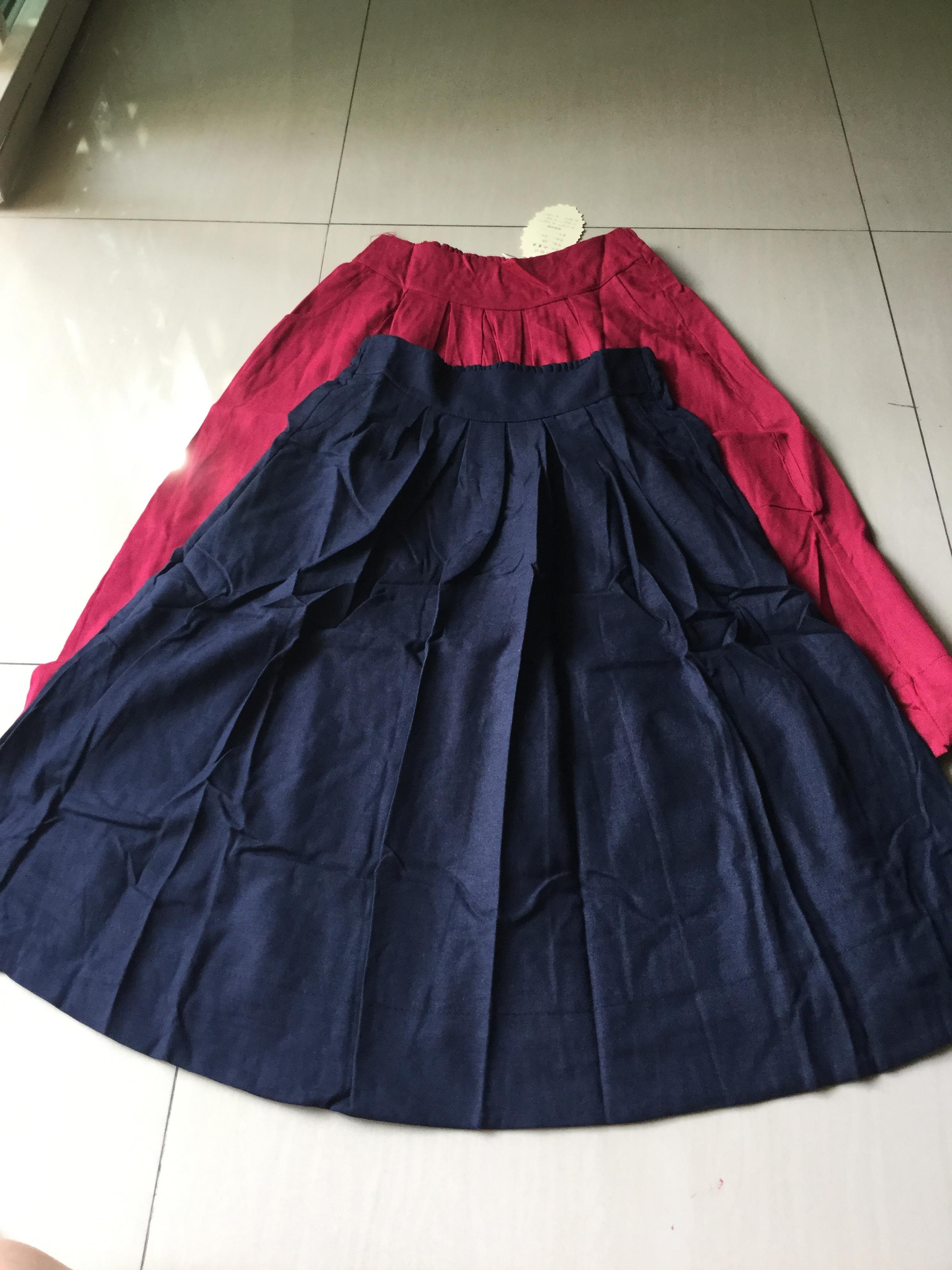 กระโปรงผ้าฝ้าย สีแดง / สีน้ำเงิน / สีเขียว รหัส H 38 สินค้าพร้อมส่ง