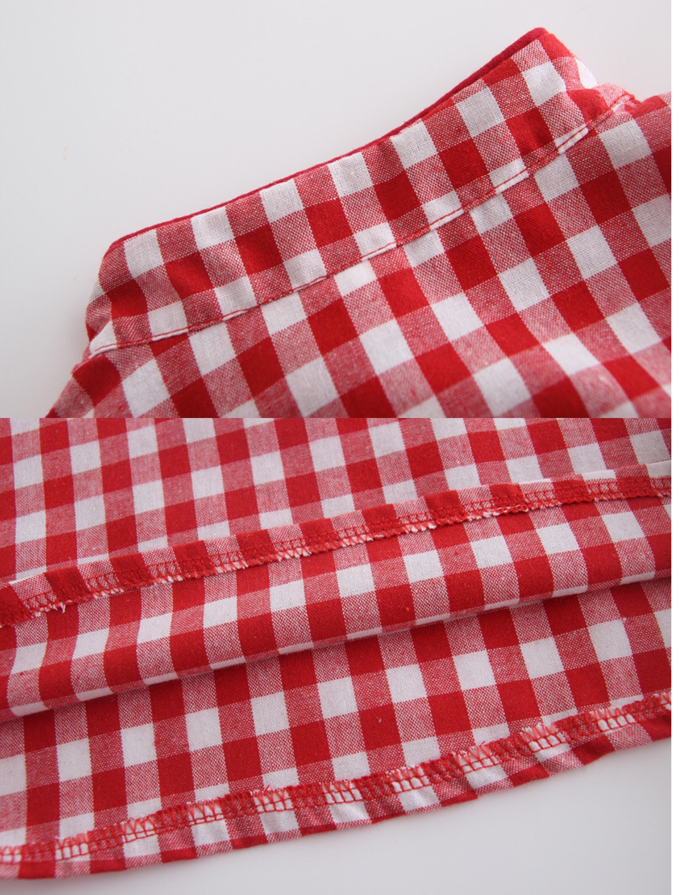 ชุดเสื้อลายสก๊อต +กระโปรง ผ้าฝ้าย สีแดง รหัส SC 58 สินค้าพร้อมส่ง