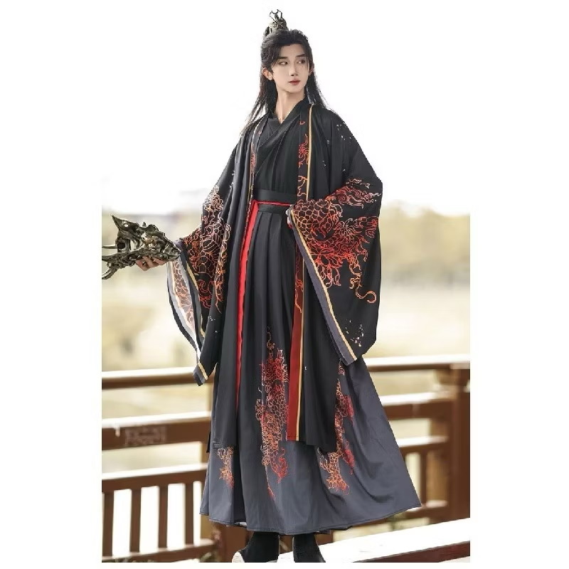 ชุดองค์ชายฮั่น สีดำ พร้อมส่ง รหัส 874 เสื้อดำ+ กระโปรง + เสื้อคลุม