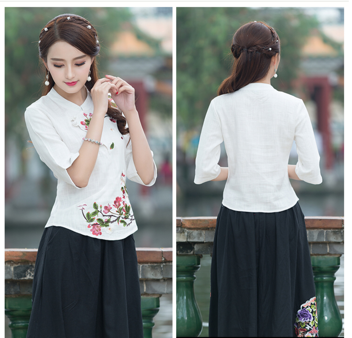 เสื้อผ้าฝ้าย เนื้อดี ใส่สบาย รหัส WB 66 สีขาว