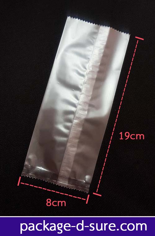 ถุงซีลกลาง(แบบบาง) ขอบหยัก 8x19 เนื้อกึ่งขุ่น แพ็ค 100 ใบ
