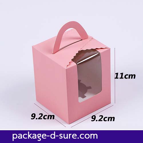 โปรโมชั่น//กล่องหูหิ้วคัพเค้ก 1 ชิ้น เจาะหน้าต่างทรงสูง 9.2x9.2x11 สีขาว