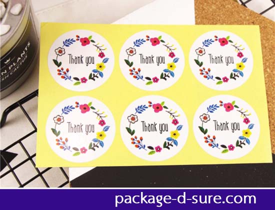 สติกเกอร์ทรงกลม ลายดอกไม้ ไซส์ 4.5cm แพค 6 แผ่น 36 ดวง