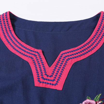 เสื้อจีน สีฟ้าแขนชมพู P138