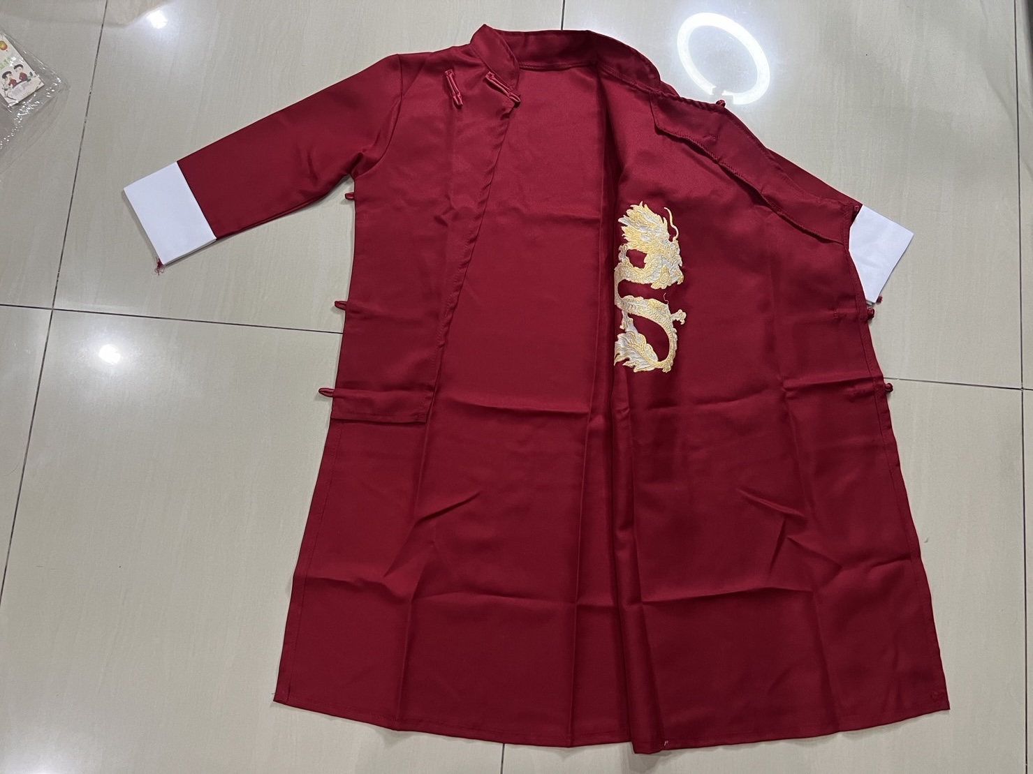 ชุดเจ้าพ่อเซี่ยงไฮ้เด็ก. สีแดง ลายปักมังกร รหัส HZ 30