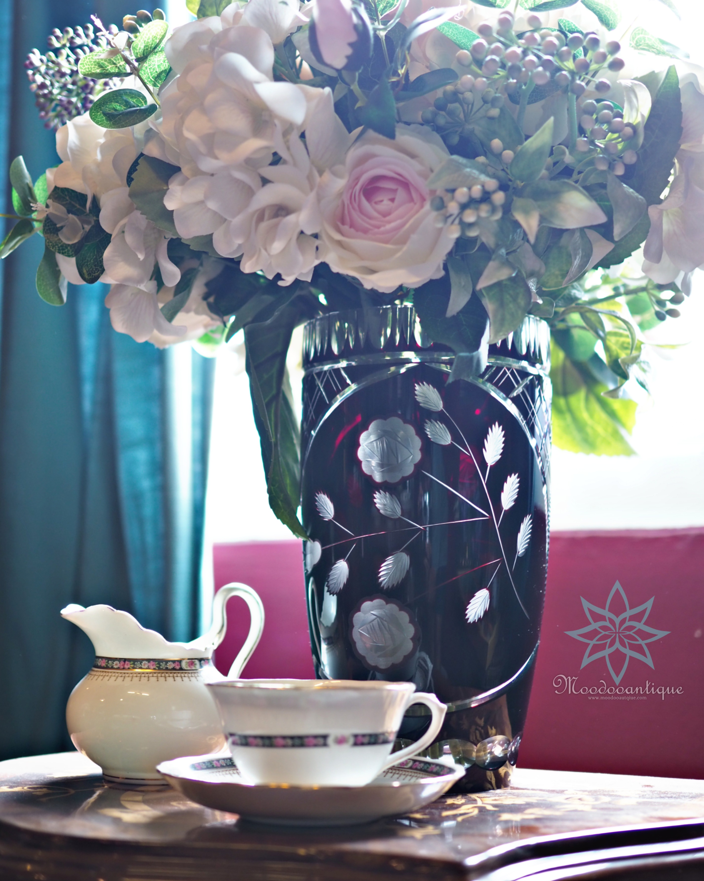 Black Bohemian handcut vase