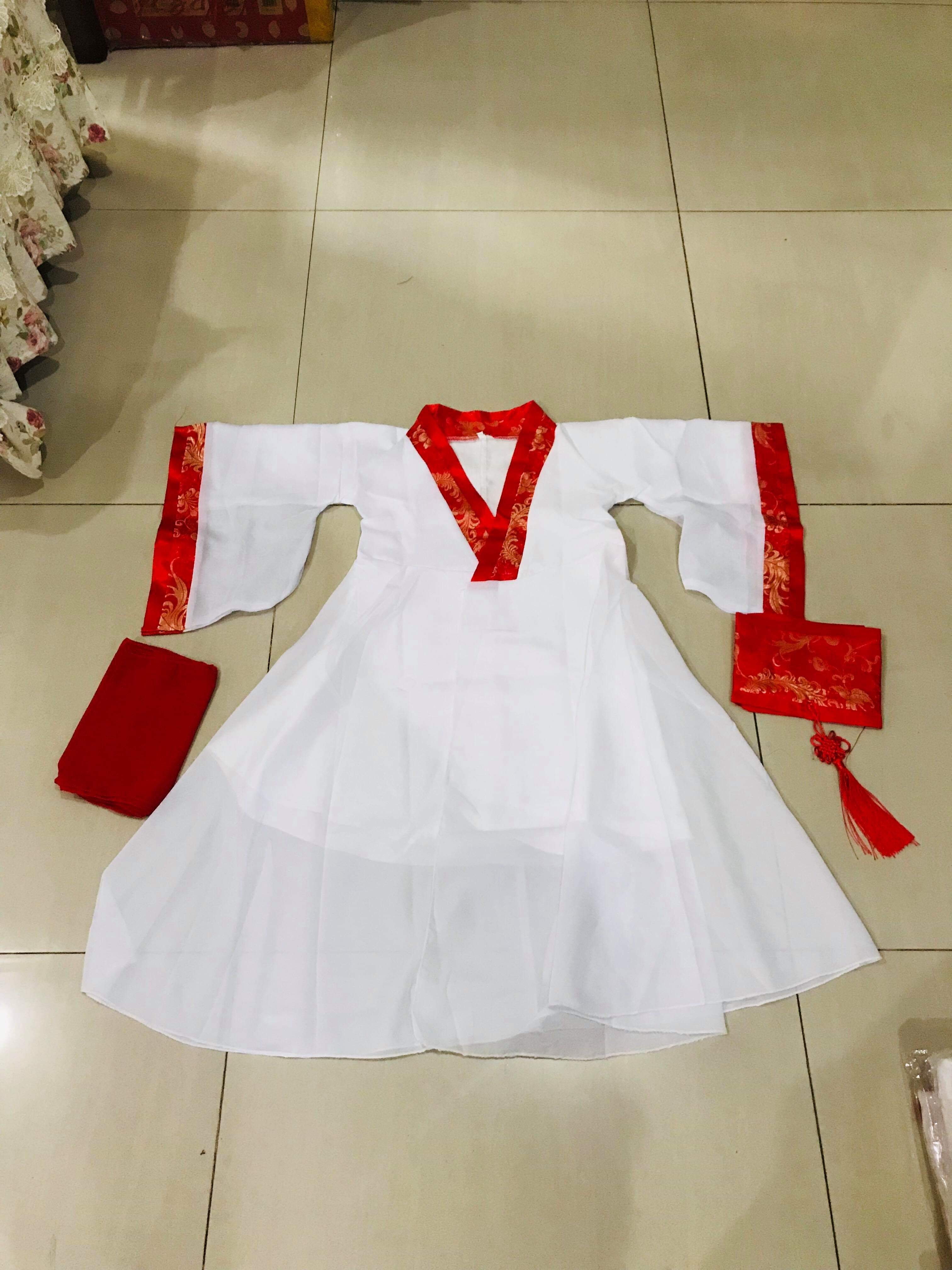 ชุดจีนราชวงศ์ฮั่น สีขาวแดง รหัส NR38