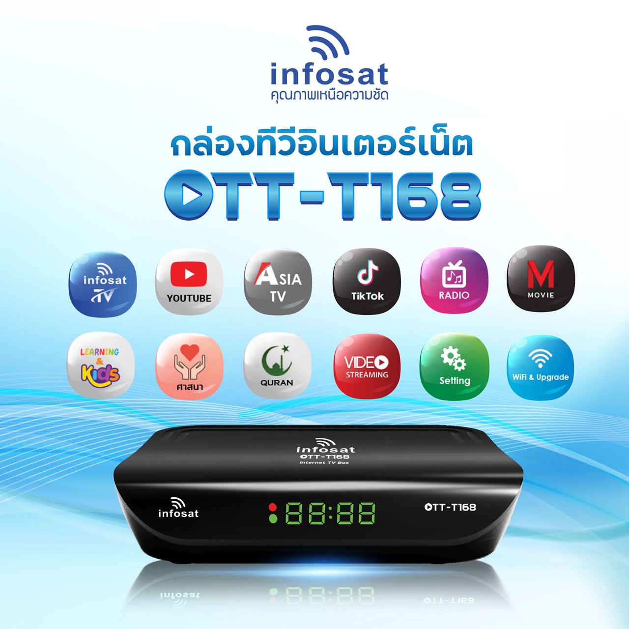 กล่องดิจิตอลทีวี T-168 (ใช้งานกับ เสาอากาศ ได้ทุกรุ่น) ** ใช้wifi ได้ราคายังไม่รวมเสาเพิ่ม 150 บาท