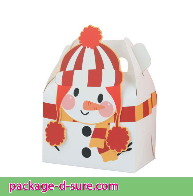 กล่องหูหิ้วเล็ก สีขาว 11x8.5x8 ลาย Snowman