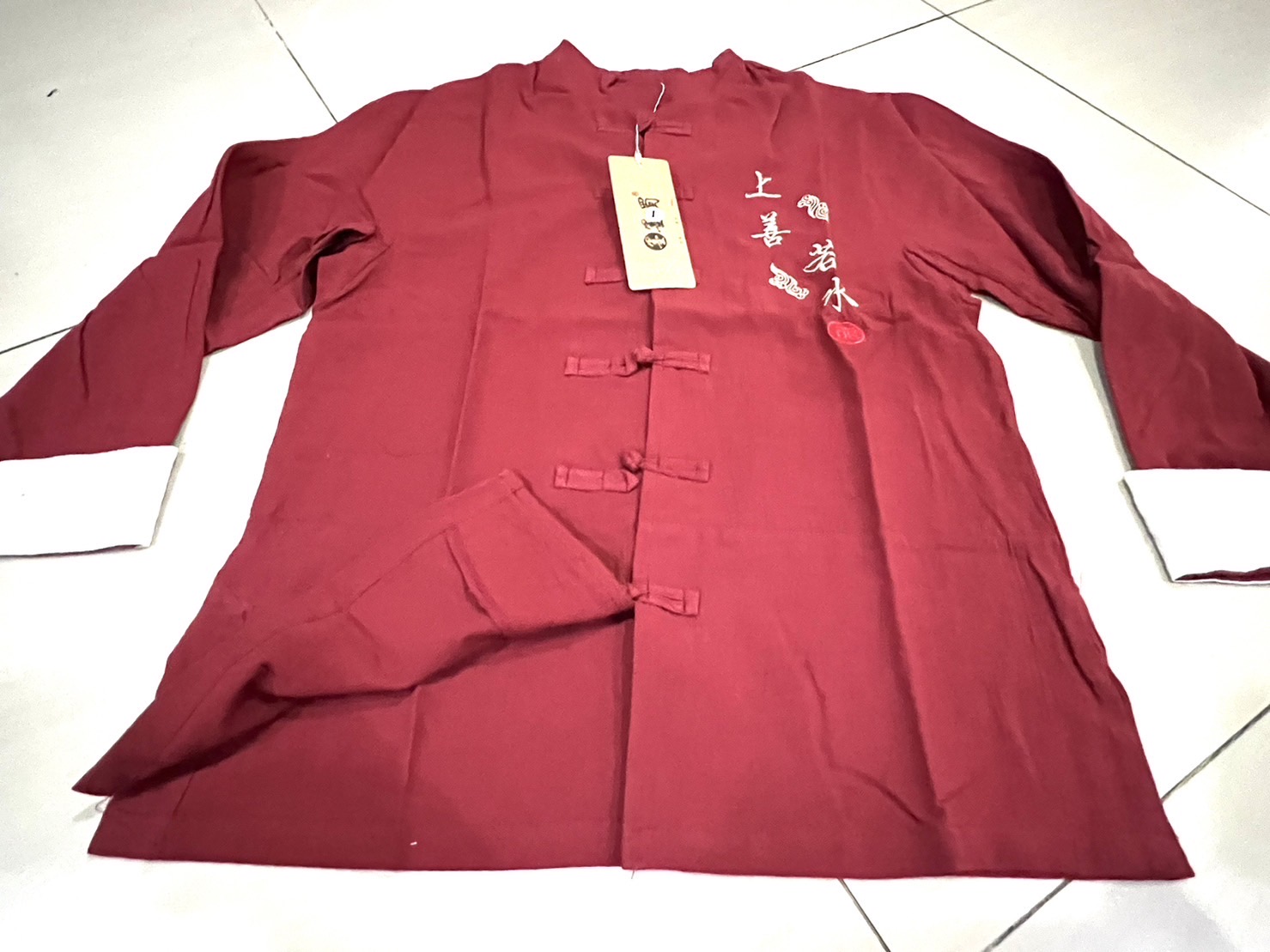 เสื้อจีน ผ้าฝ้าย #ลายปักรูปตัวหนังสือจีน