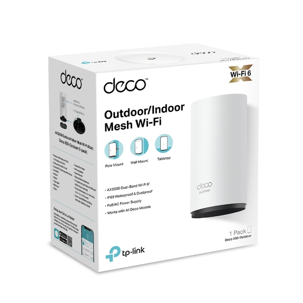Deco X50-Outdoor(1-Pack) AX3000 Outdoor/Indoor Mesh Wi-Fi 6 Unit