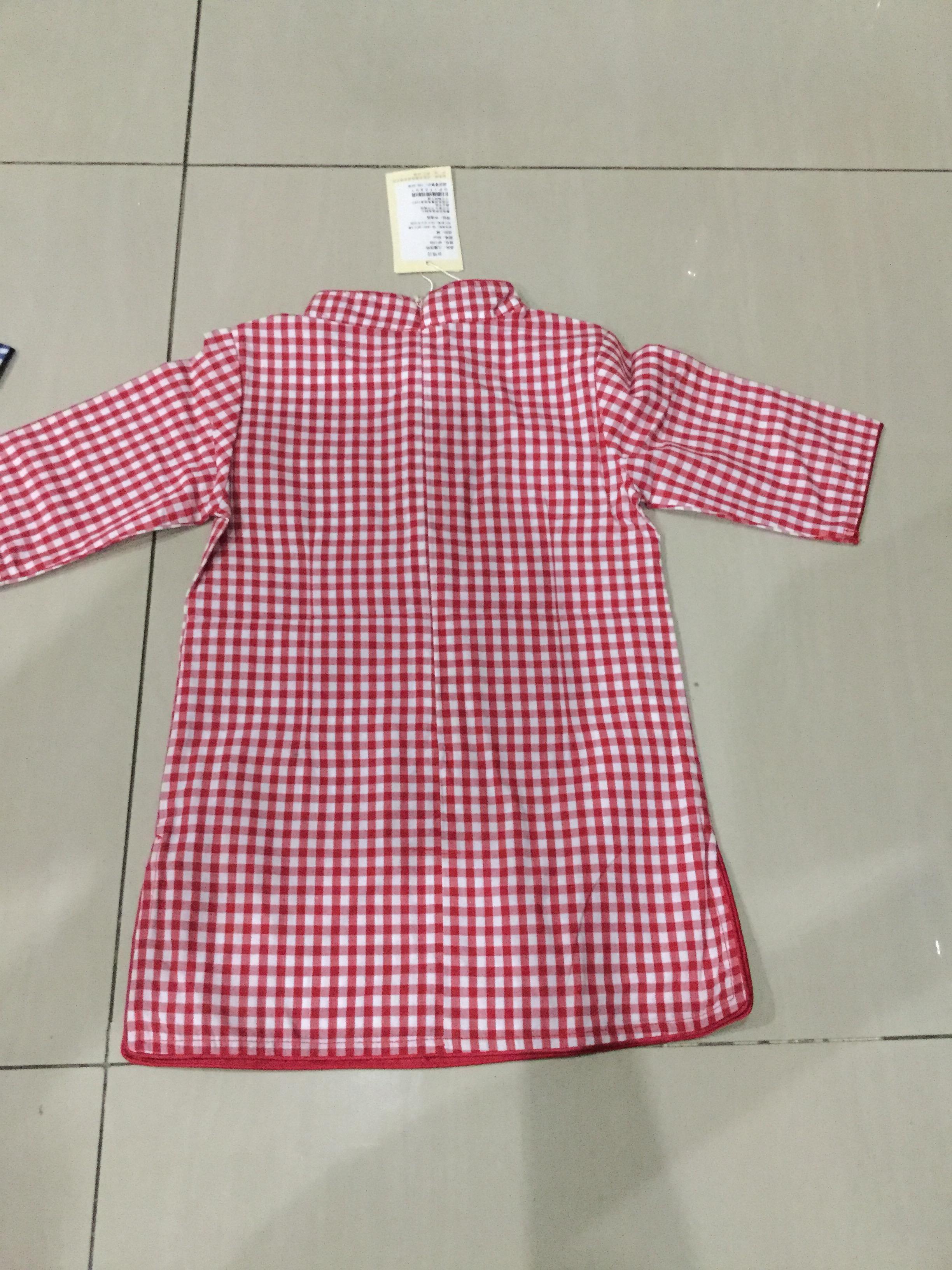 เดรสลายสก๊อตสีแดง. ผ้าฝ้าย รหัส SC 67 สินค้าพร้อมส่ง