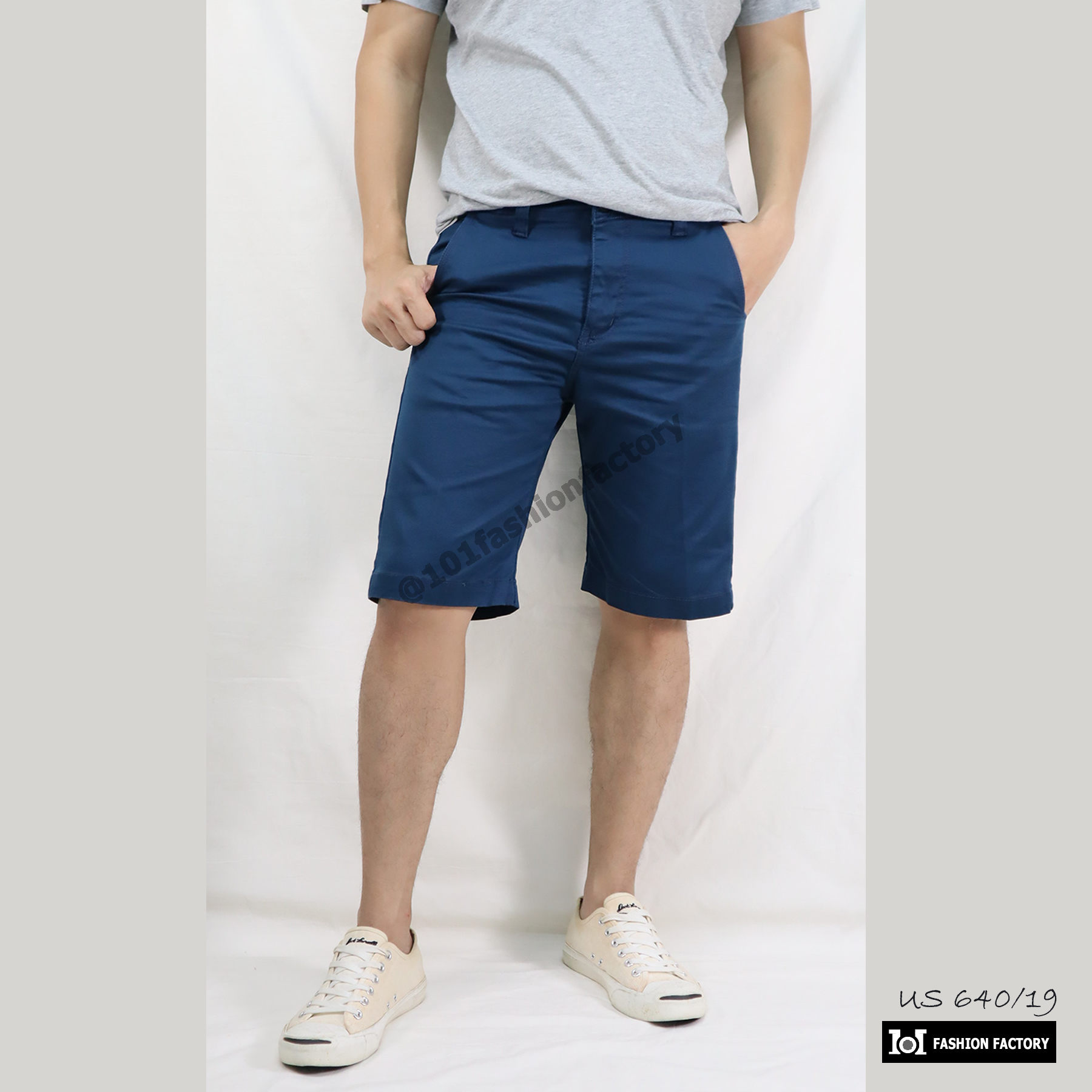 กางเกงขาสั้น US640/ุ19 ผ้ายืด แฟชั่นดีไซน์ ทันสมัย สีฟ้า | US101